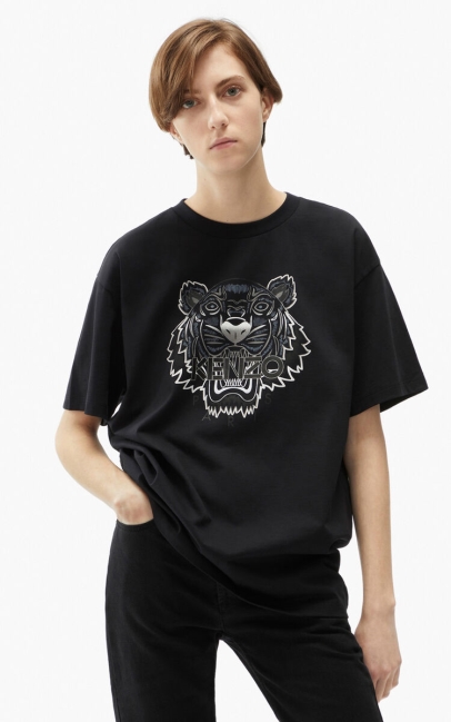 Kenzo Women Oversize Tiger T-shirt Black